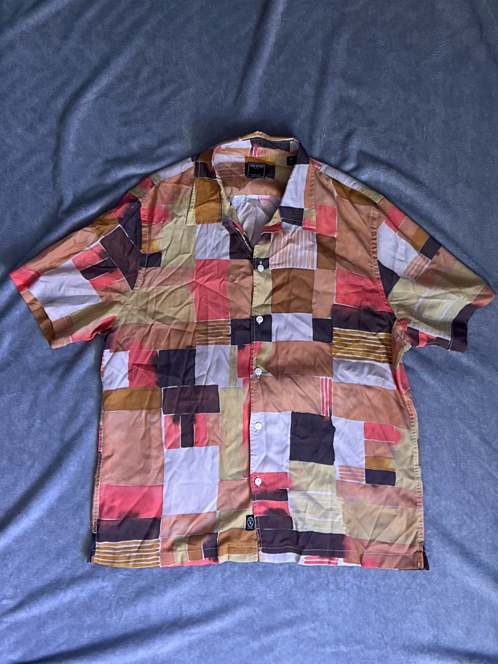 Todd Snyder Mod Geometric Patchwork Tencel Shirt XL